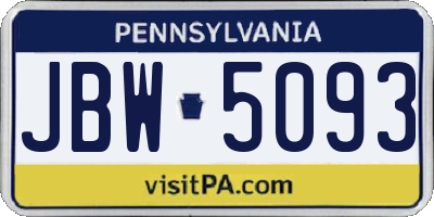 PA license plate JBW5093