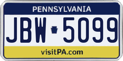 PA license plate JBW5099