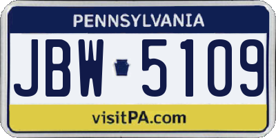PA license plate JBW5109