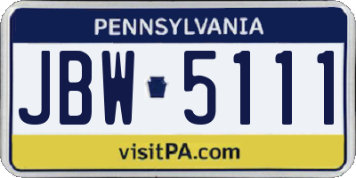 PA license plate JBW5111
