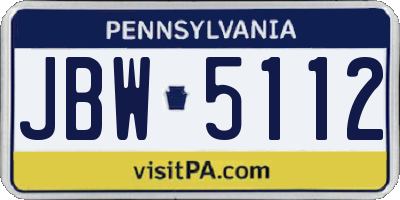 PA license plate JBW5112
