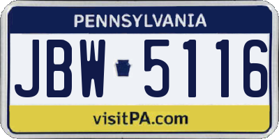 PA license plate JBW5116