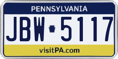 PA license plate JBW5117