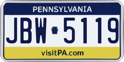 PA license plate JBW5119