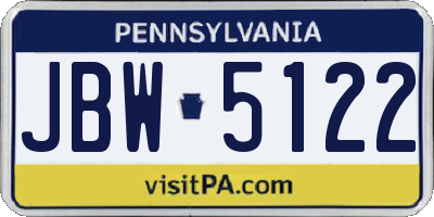 PA license plate JBW5122