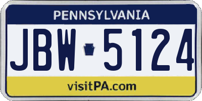 PA license plate JBW5124