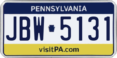 PA license plate JBW5131