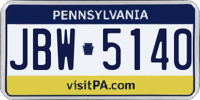 PA license plate JBW5140