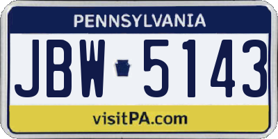 PA license plate JBW5143