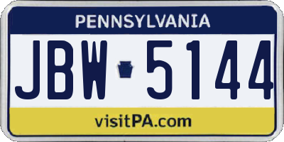 PA license plate JBW5144