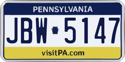 PA license plate JBW5147