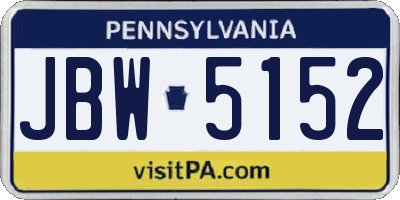 PA license plate JBW5152