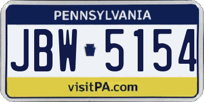 PA license plate JBW5154