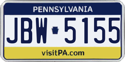 PA license plate JBW5155