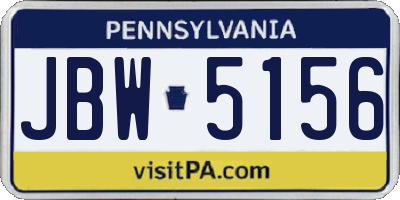 PA license plate JBW5156