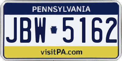 PA license plate JBW5162