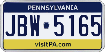 PA license plate JBW5165