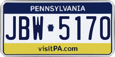 PA license plate JBW5170