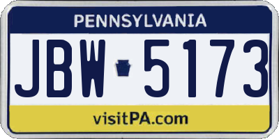 PA license plate JBW5173