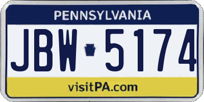 PA license plate JBW5174