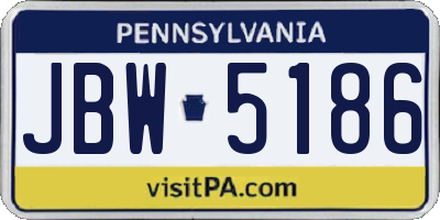 PA license plate JBW5186