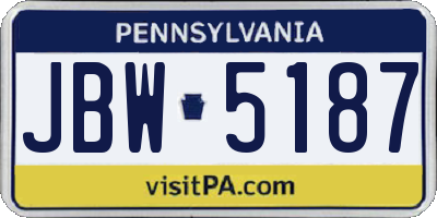 PA license plate JBW5187