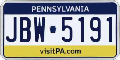 PA license plate JBW5191