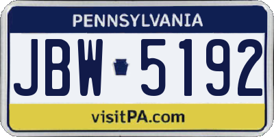 PA license plate JBW5192