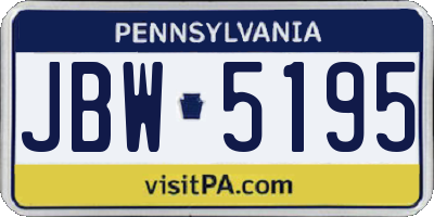 PA license plate JBW5195