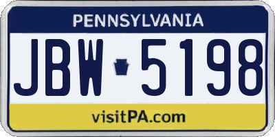 PA license plate JBW5198