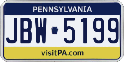 PA license plate JBW5199