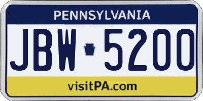 PA license plate JBW5200