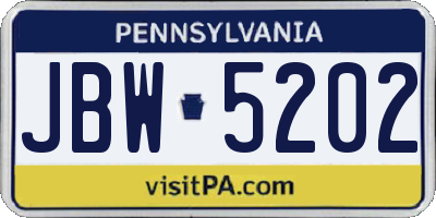 PA license plate JBW5202