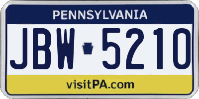 PA license plate JBW5210