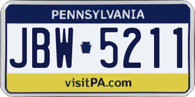 PA license plate JBW5211