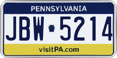 PA license plate JBW5214