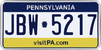 PA license plate JBW5217
