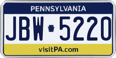 PA license plate JBW5220
