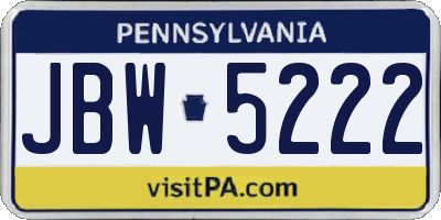 PA license plate JBW5222