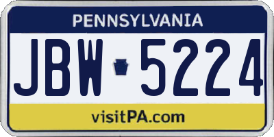 PA license plate JBW5224