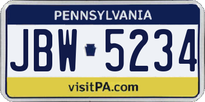 PA license plate JBW5234
