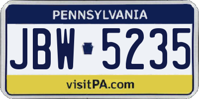 PA license plate JBW5235