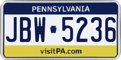PA license plate JBW5236