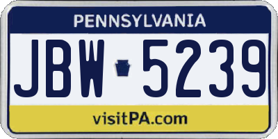 PA license plate JBW5239