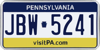 PA license plate JBW5241