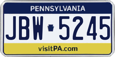PA license plate JBW5245