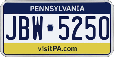 PA license plate JBW5250