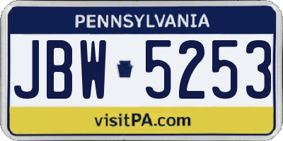 PA license plate JBW5253
