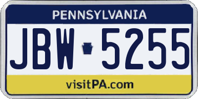PA license plate JBW5255