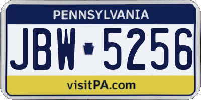 PA license plate JBW5256